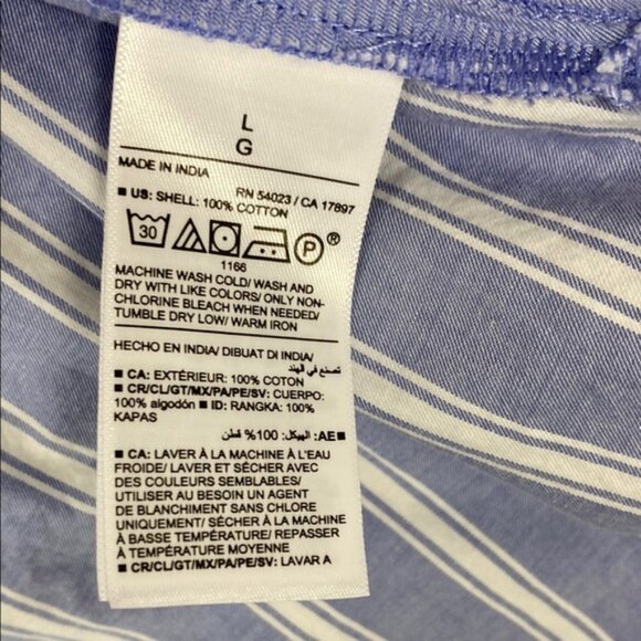 NEW Old Navy The Classic Shirt Blue White Stripe Button Down Cotton Sz Large - Picture 4 of 9